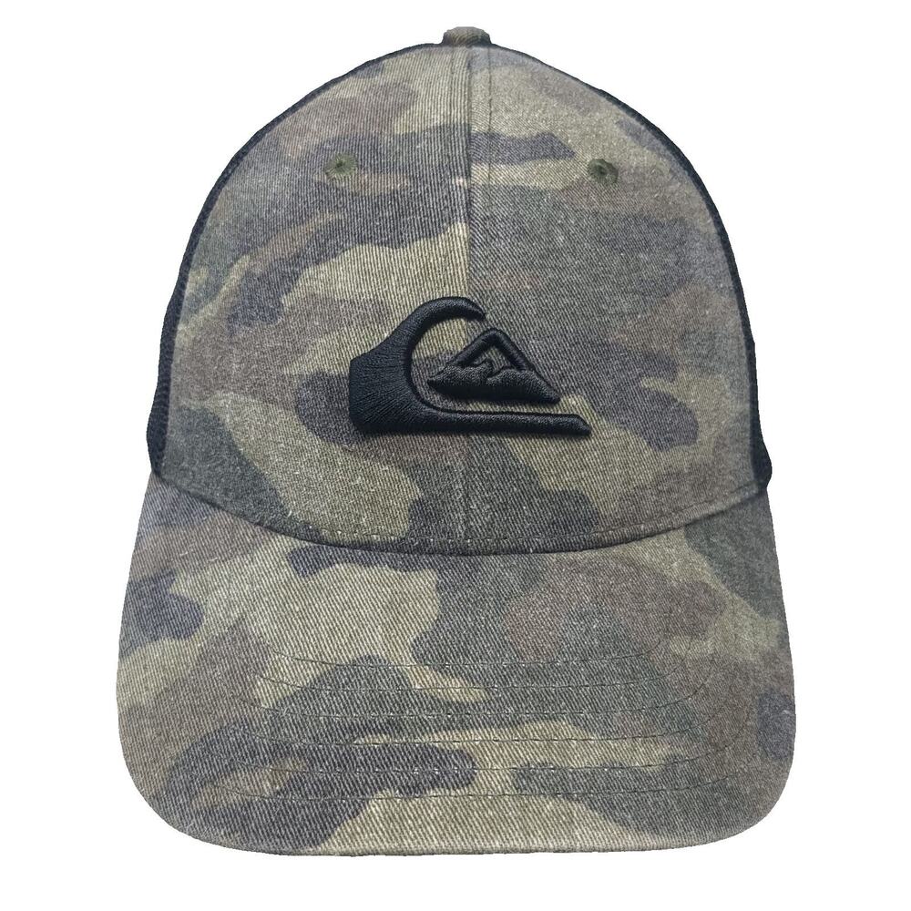 Quiksilver Trucker Hat Green One Size Camo Mesh Back Snapback Embroidered Logo